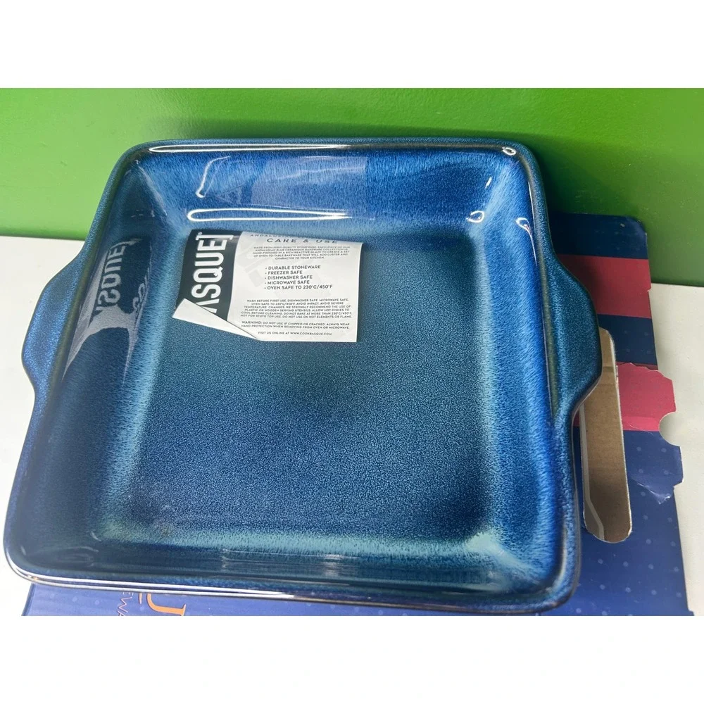 Basque Ceramique Andalusian Blue Stoneware 10 Inch Square Baker AB001 New